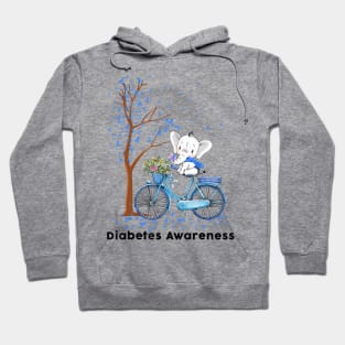 Diabetes awareness Elephant Riding Bicycle Blue Ribbon Diabetes Gifts Hoodie